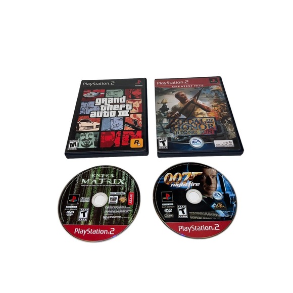 Lot of 4 PlayStation 2/PS2 Games GTA 3, Medal Of Honor Rising Sun, 007, Matrix - Picture 1 of 13